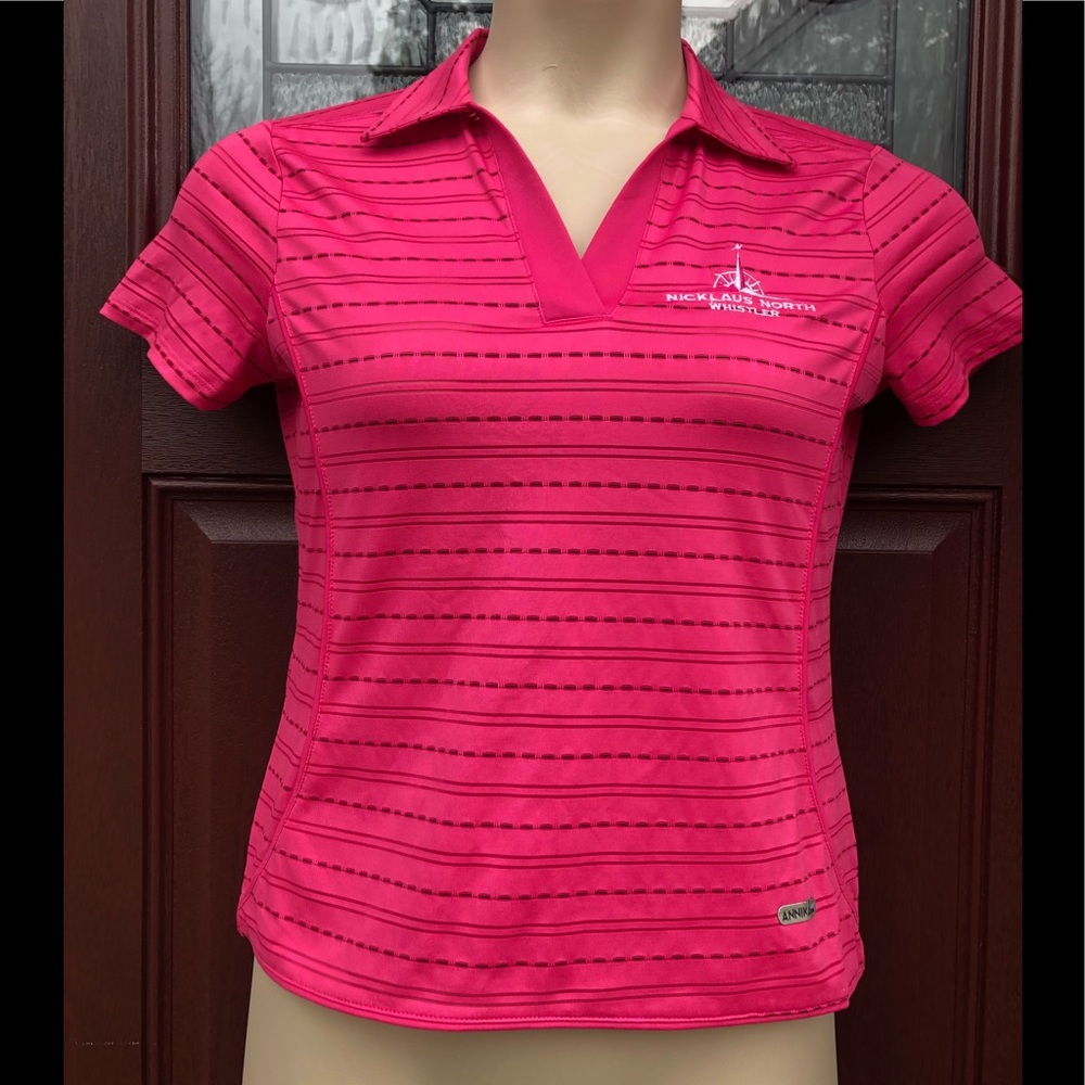 Annika Cutter Buck Pink Athletic Golf Shirt Size S